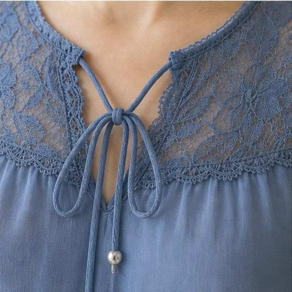 Blue V Neck Top - Picture 4 of 6